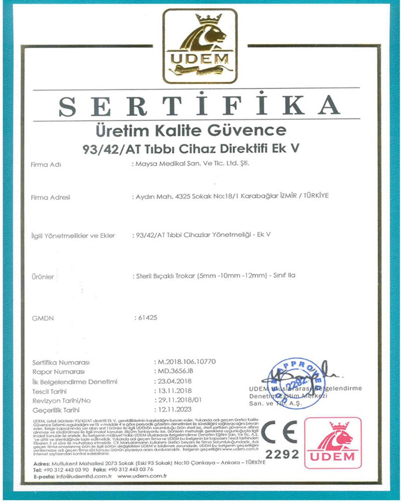 Üretim CE Sertifikamız